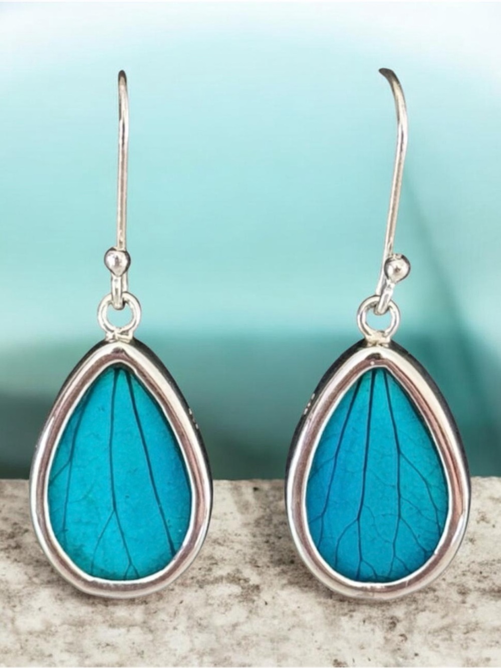 925 Silver & Turquoise Teardrop Earrings NWOT